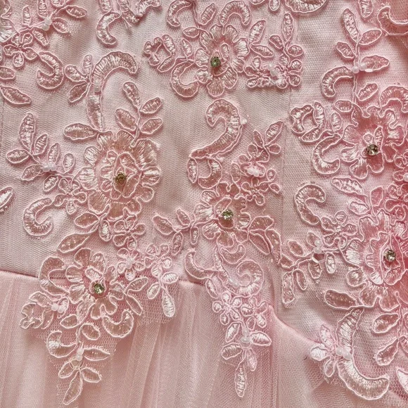 Elegant Pink Lace Prom Formal Dress - Picture 4 of 4